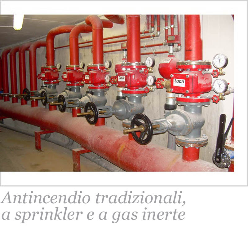 Antincendio tradizionali, a sprinkler e a gas inerte